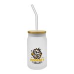 Glass Bottle with Straw and Bamboo Lid 455 ml Capacity - Image 2