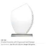 Crystal Awards with Engraved Leaf Design & Box - Image 3