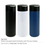 Double Wall SS Bottles, Twist-off Lid with Phone Holder 600ml - Image 3