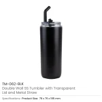 Double Wall SS Tumblers with Transparent Lid & Metal Straw - 500ml - Image 10