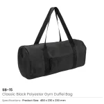 Duffle Gym Bags with Zipper Closure in Black Polyester Material - Image 5