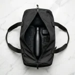 Duffle Gym Bags with Zipper Closure in Black Polyester Material - Image 4