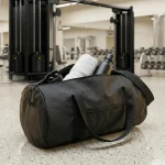 Duffle Gym Bags with Zipper Closure in Black Polyester Material - Image 3