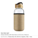 Glass Bottles with Bamboo Lid and Eco Sleeve, 1 liter - Image 3