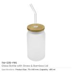 Glass Bottle with Straw and Bamboo Lid 455 ml Capacity - Image 3