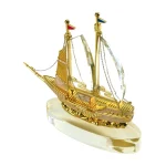 Golden Boat Shaped Memento in Metal with Glass Base in Luxury Box - Image 5