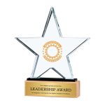 Star Shaped Crystal Awards with Wooden Base - Image 2