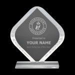 Rhombus Shaped Crystal Awards with Engraved Design & Box - Image 2