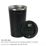 LED Temperature Display Black Tumblers Stainless Steel 510ml - Image 3