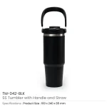 Double Wall Stainless Steel Tumblers with Handle & Straw - 900ml - Image 8