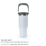 Double Wall Stainless Steel Tumblers with Handle & Straw - 900ml - Image 7