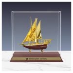 UAE Golden Dhow Memento in Wooden Base & Acrylic Case - Image 2