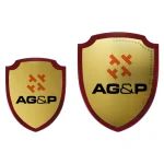 Shield Shaped Wooden Plaque with Box & Golden Aluminium Plate - Image 2