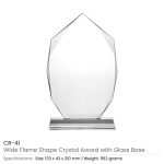 Wide Flame Crystal Awards with Glass base & Box - Image 3