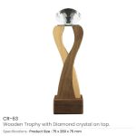 Wooden Trophy with Diamond shape Crystal on Top - Image 3