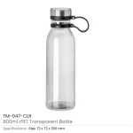 rPET Transparent Bottles 800ml SS Lid with Carry Handle - Image 6